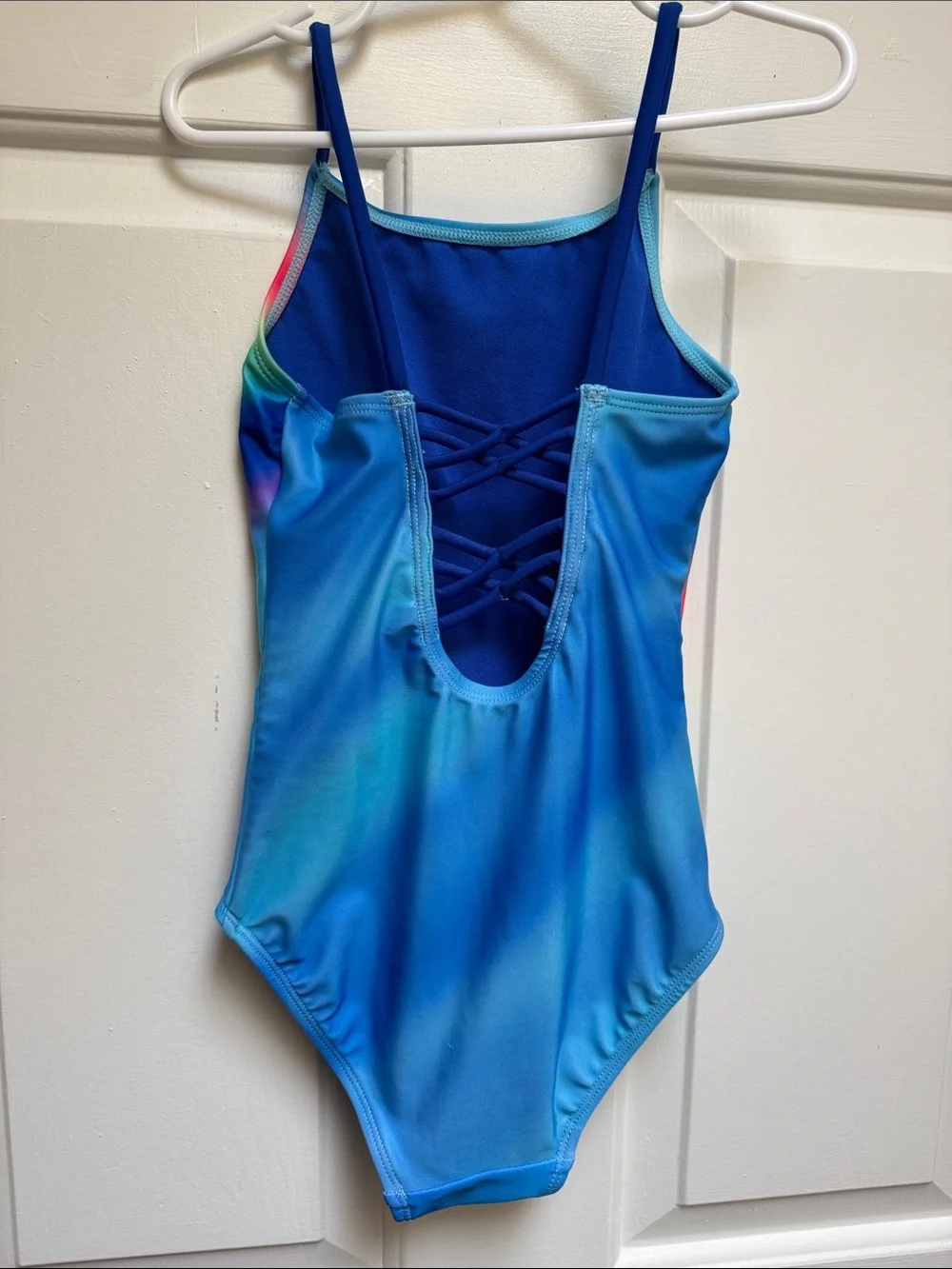 Breaking Waves Girls 6 Rainbow & Blue 1 Piece Swimsuit Bodysuit Red Green Purple